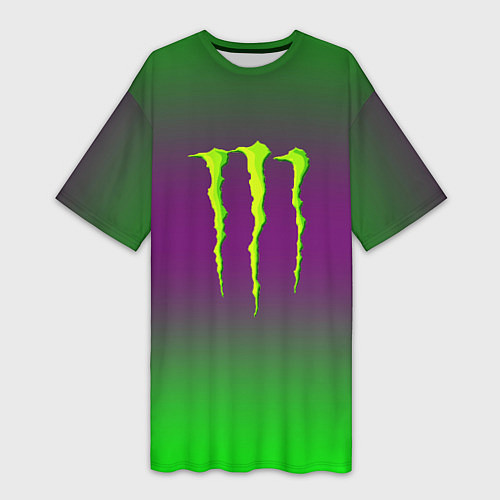 Женская длинная футболка Monster energy gradient / 3D-принт – фото 1