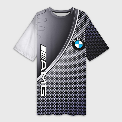 Женская длинная футболка BMW metalic auto metal / 3D-принт – фото 1