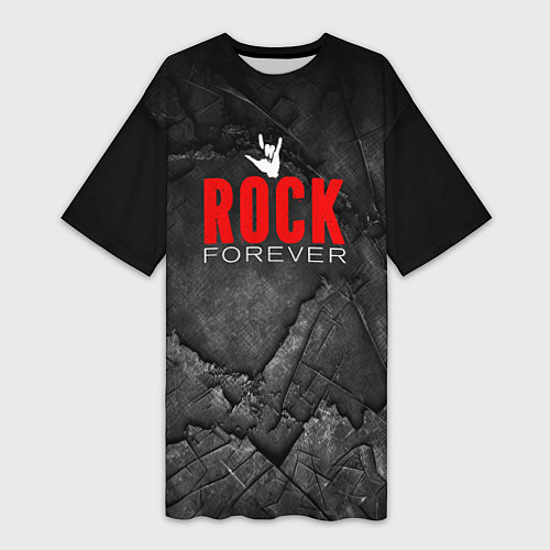 Женская длинная футболка Rock forever on black / 3D-принт – фото 1