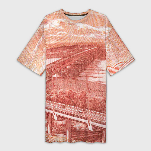 Женская длинная футболка Любимый Хабаровск 5000 / 3D-принт – фото 1