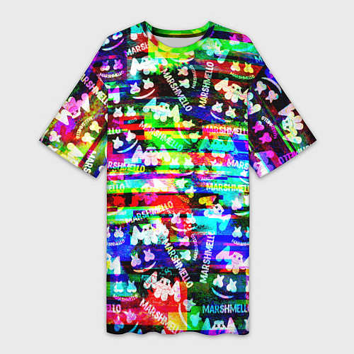 Женская длинная футболка Marshmello music краски / 3D-принт – фото 1