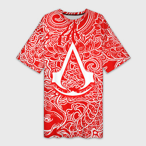 Женская длинная футболка Assassins Creed shadows / 3D-принт – фото 1