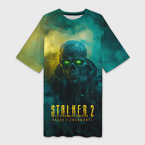 Женская длинная футболка Stalker 2 скелет в форме / 3D-принт – фото 1