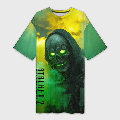 Женская длинная футболка Stalker 2 скелет череп / 3D-принт – фото 1