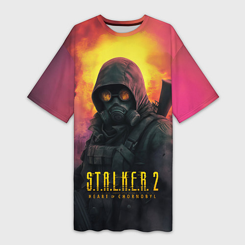 Женская длинная футболка Stalker 2 радиоактивный дым / 3D-принт – фото 1