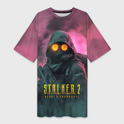 Футболка женская длинная Stalker 2 радиоактивный дым, цвет: 3D-принт