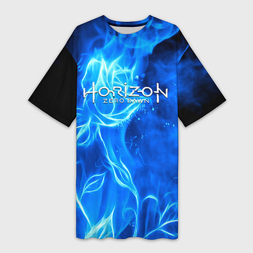 Женская длинная футболка Horizon zero dawn flower / 3D-принт – фото 1