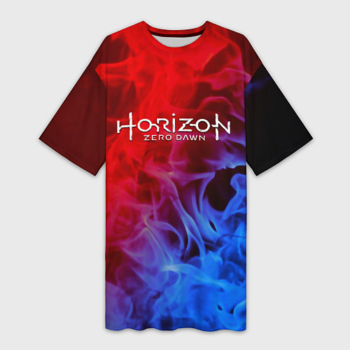 Женская длинная футболка Horizon zero dawn fire gradient / 3D-принт – фото 1
