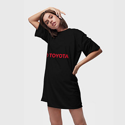 Футболка женская длинная Toyota red logo auto, цвет: 3D-принт — фото 2