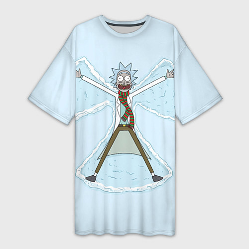 Женская длинная футболка Рик и Морти снег - бабочка / 3D-принт – фото 1