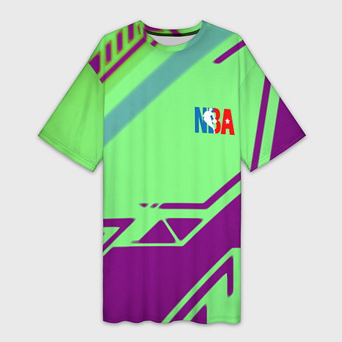 Женская длинная футболка NBA geometry sport / 3D-принт – фото 1
