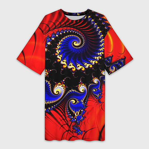 Женская длинная футболка Оптический узор фракталы завитки / 3D-принт – фото 1