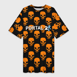 Женская длинная футболка Portal skull pattern