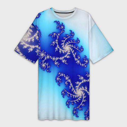 Женская длинная футболка Психоделика холодный узоры / 3D-принт – фото 1