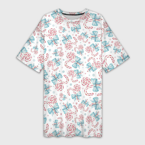 Женская длинная футболка Новогодние леденцы / 3D-принт – фото 1