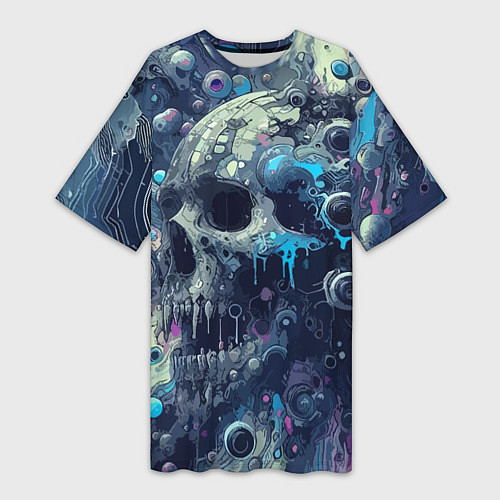 Женская длинная футболка Vanguard compozition with skull - ai art fantasy / 3D-принт – фото 1