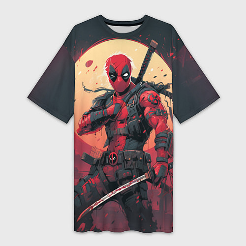 Женская длинная футболка Дэдпул самурай / 3D-принт – фото 1