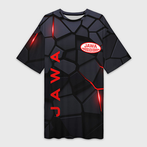 Женская длинная футболка Jawa - плиты с эффектом свечения / 3D-принт – фото 1