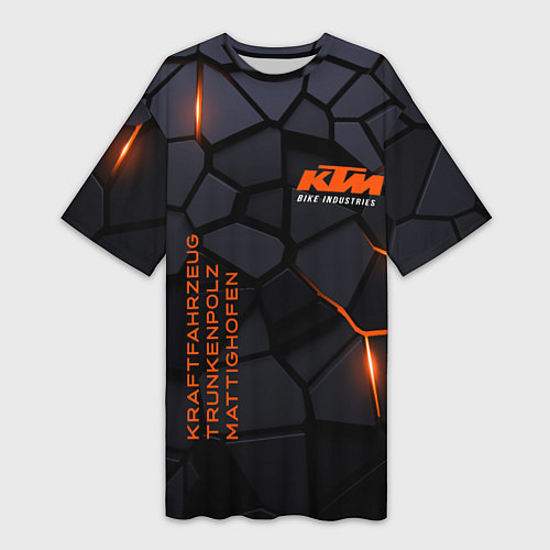 Женская длинная футболка KTM - плиты с эффектом свечения / 3D-принт – фото 1