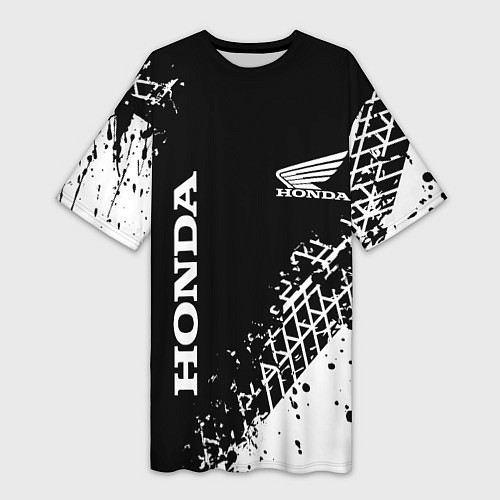 Женская длинная футболка Honda - следы от шин / 3D-принт – фото 1