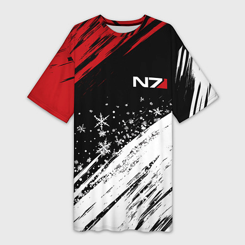 Женская длинная футболка Mass Effect - Merry Christmas / 3D-принт – фото 1