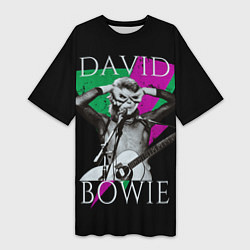 Футболка женская длинная David Bowie - hand goggles, цвет: 3D-принт