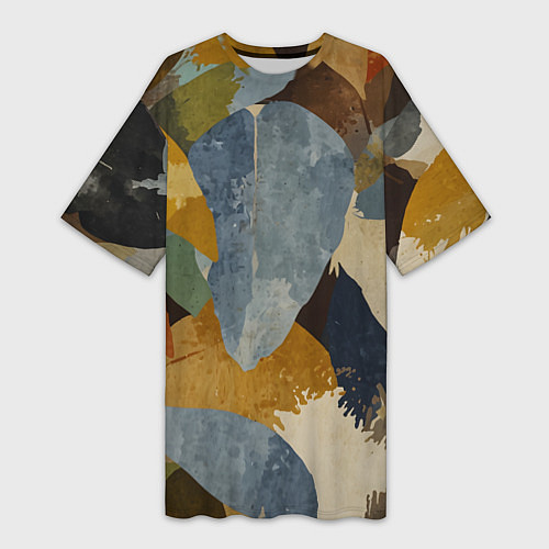Женская длинная футболка Акварельные листья абстракция / 3D-принт – фото 1