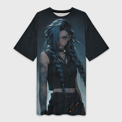 Женская длинная футболка Джинкс в реалистичном стиле / 3D-принт – фото 1