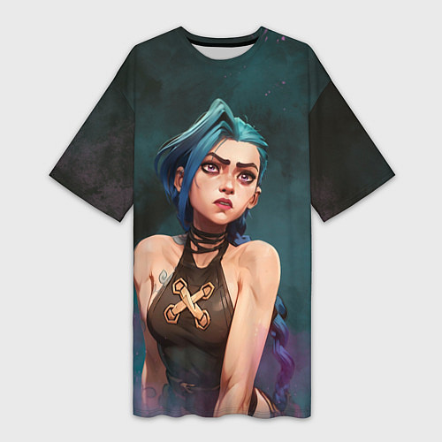 Женская длинная футболка Джинкс голубой дым / 3D-принт – фото 1