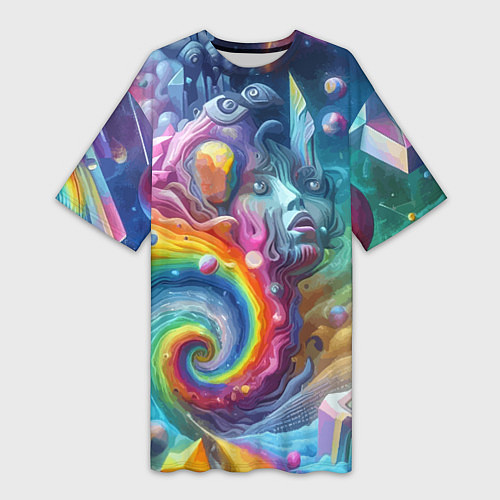 Женская длинная футболка Абстрактное граффити с лицом девушки / 3D-принт – фото 1