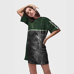 Футболка женская длинная Боевая девушука-киборг, цвет: 3D-принт — фото 2