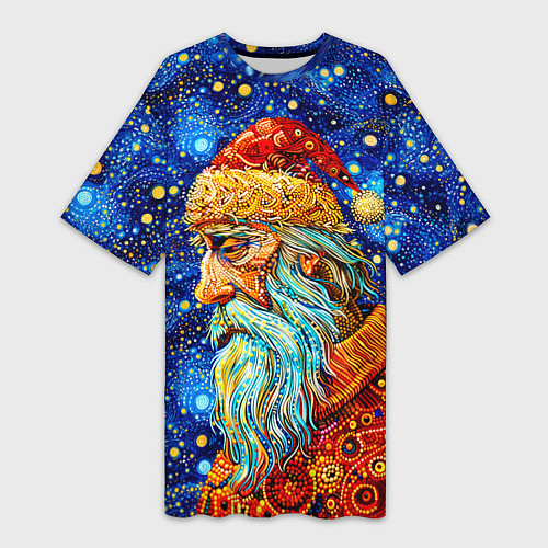 Женская длинная футболка Santa Claus: pop-art-brut-nouveau pointillism / 3D-принт – фото 1