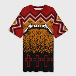 Футболка женская длинная Metallica christmas ugly sweater, цвет: 3D-принт