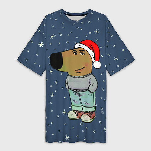 Женская длинная футболка Новогодний чиловый парень / 3D-принт – фото 1