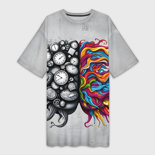 Женская длинная футболка Полушария мозга / 3D-принт – фото 1