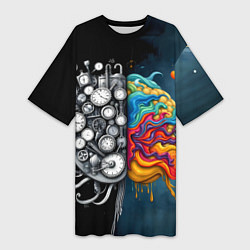 Женская длинная футболка Креативный мозг