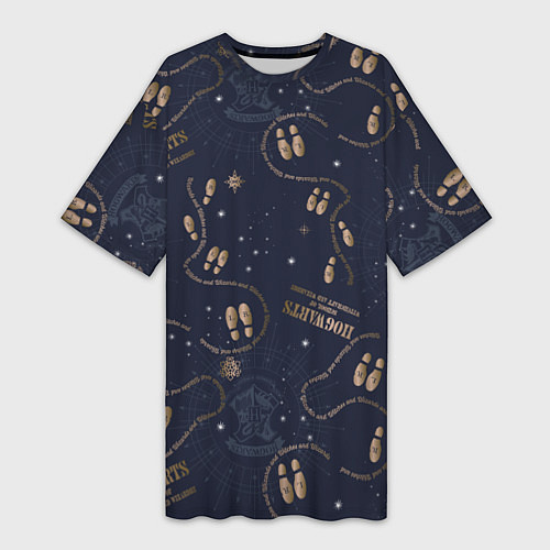 Женская длинная футболка Карта мародёров Гарри Поттер / 3D-принт – фото 1