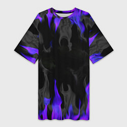 Футболка женская длинная Неоновый огонь и дым, цвет: 3D-принт