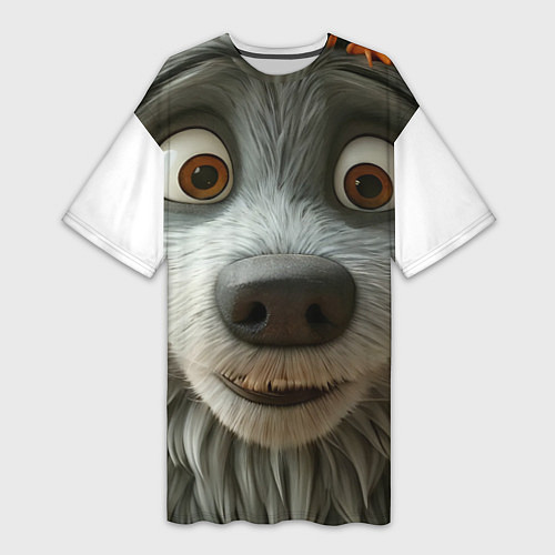 Женская длинная футболка Волк и цыпа / 3D-принт – фото 1