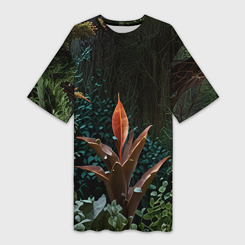 Женская длинная футболка Объемные растения / 3D-принт – фото 1