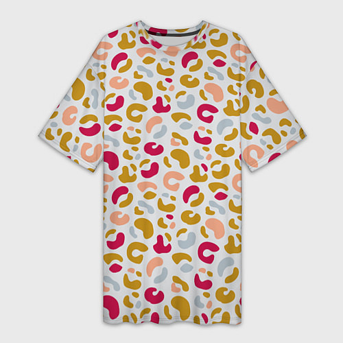 Женская длинная футболка Разноцветный леопардовый узор / 3D-принт – фото 1