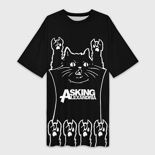 Женская длинная футболка Asking Alexandria - кот рок / 3D-принт – фото 1