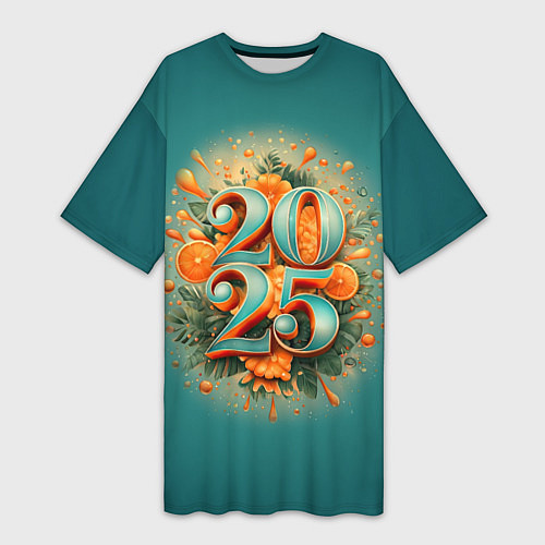 Женская длинная футболка Мандариновый 2025 / 3D-принт – фото 1