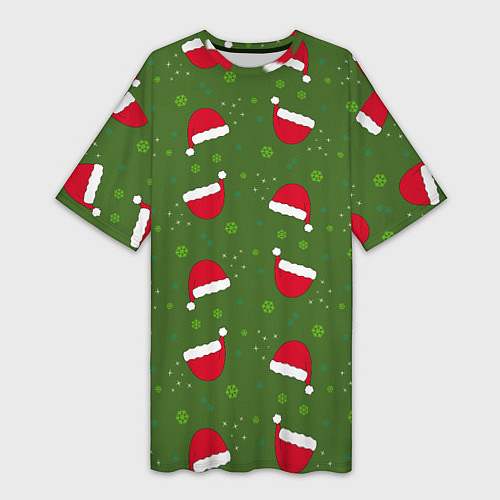 Женская длинная футболка Шапка Санты / 3D-принт – фото 1
