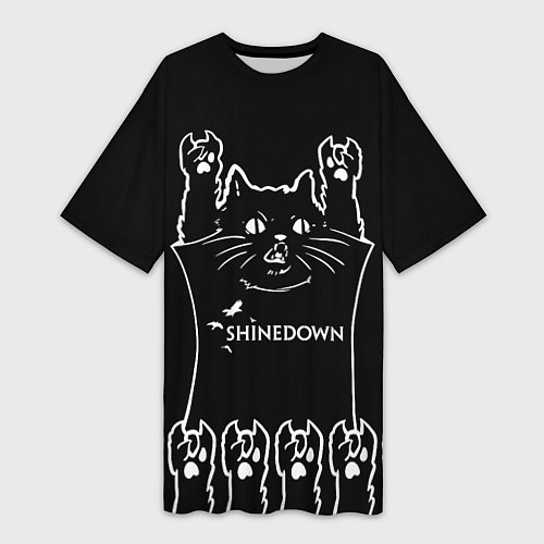 Женская длинная футболка Shinedown: cat rock / 3D-принт – фото 1