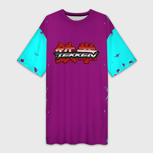 Женская длинная футболка Tekken краски неон / 3D-принт – фото 1