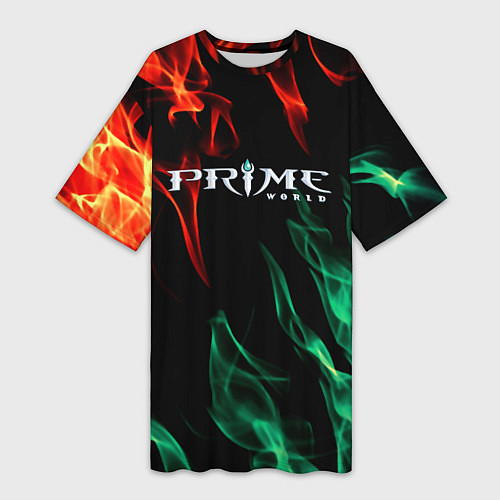 Женская длинная футболка Prima world flame / 3D-принт – фото 1