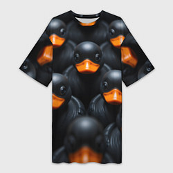 Женская длинная футболка Черные уточки