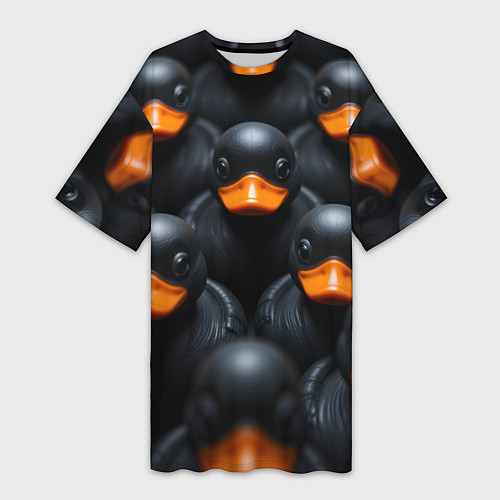 Женская длинная футболка Черные уточки / 3D-принт – фото 1