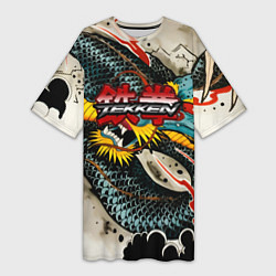 Футболка женская длинная Tekken dragon tatoo, цвет: 3D-принт